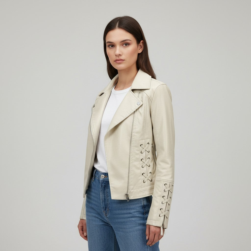 Women's Faux Leather Moto Jacket-Vyana Collective