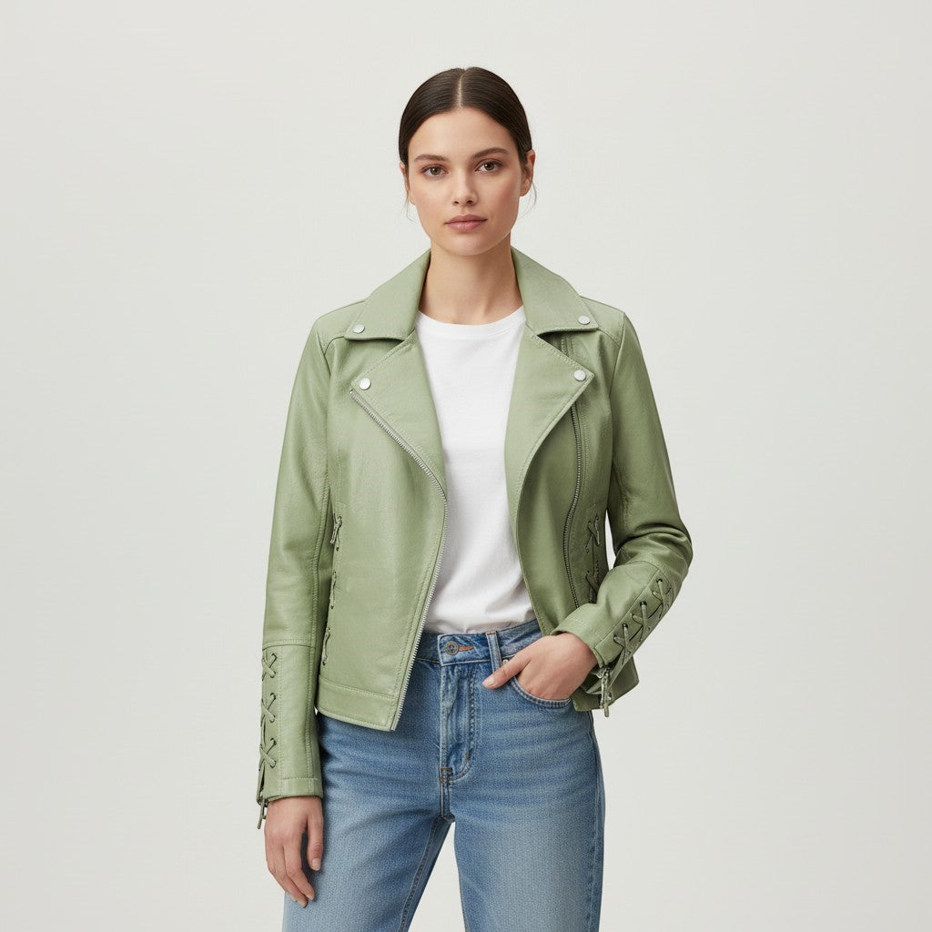 Women's Faux Leather Moto Jacket-Vyana Collective