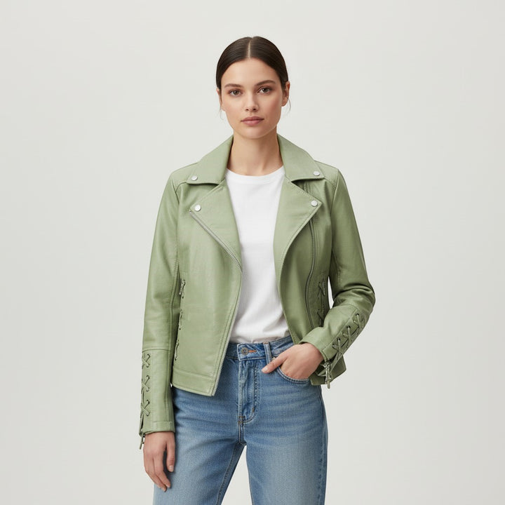 Women's Faux Leather Moto Jacket-Vyana Collective