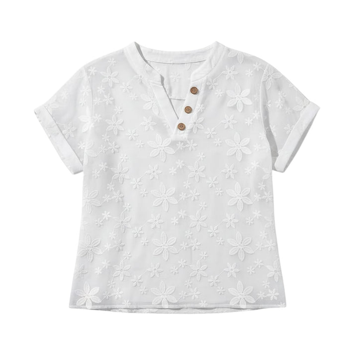 Women's Floral Embroidered V-Neck Blouse-Vyana Collective