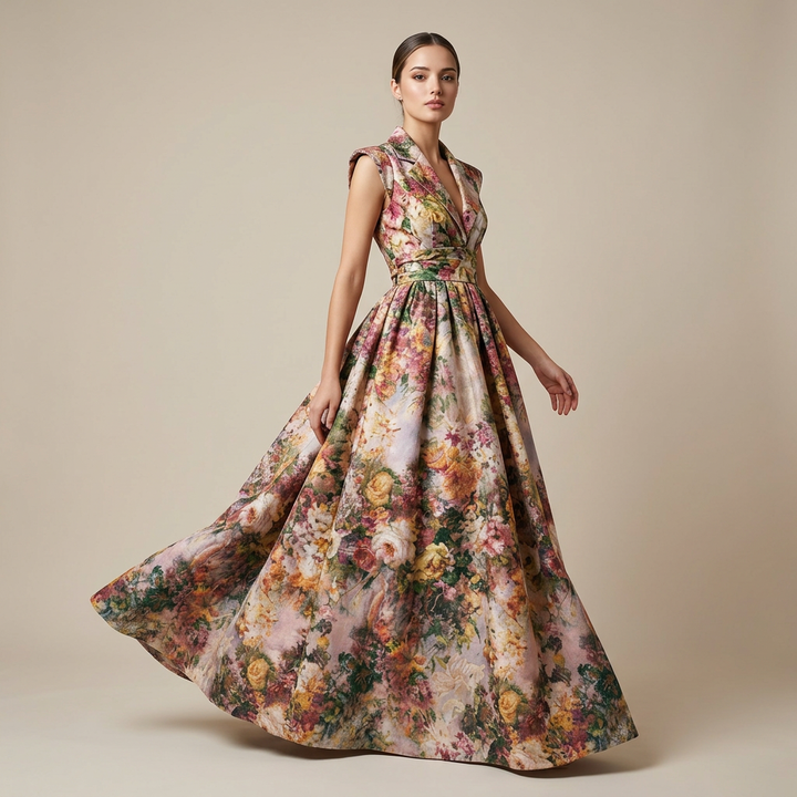 Women's Floral Maxi Dress for Weddings and Special Occasions-Vyana Collective