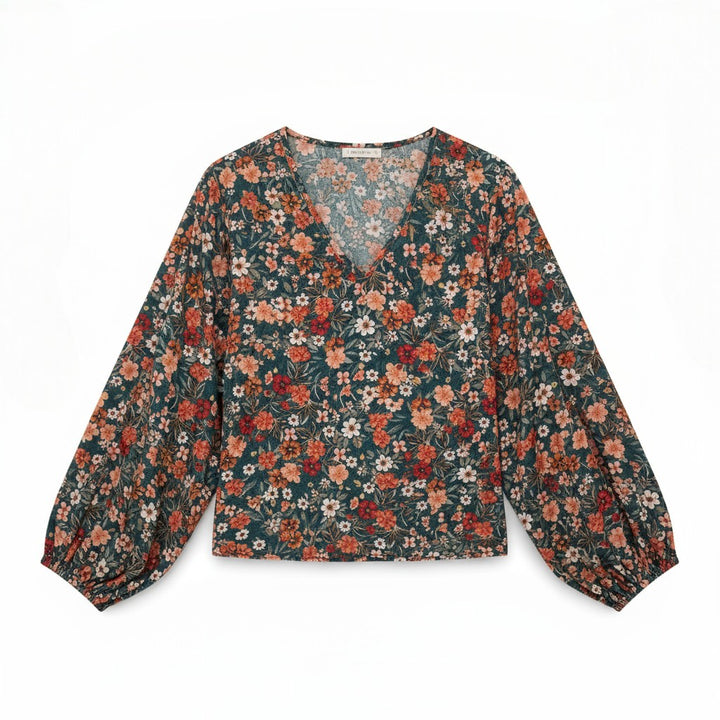 Women's Floral Print Long Sleeve Pullover-Vyana Collective
