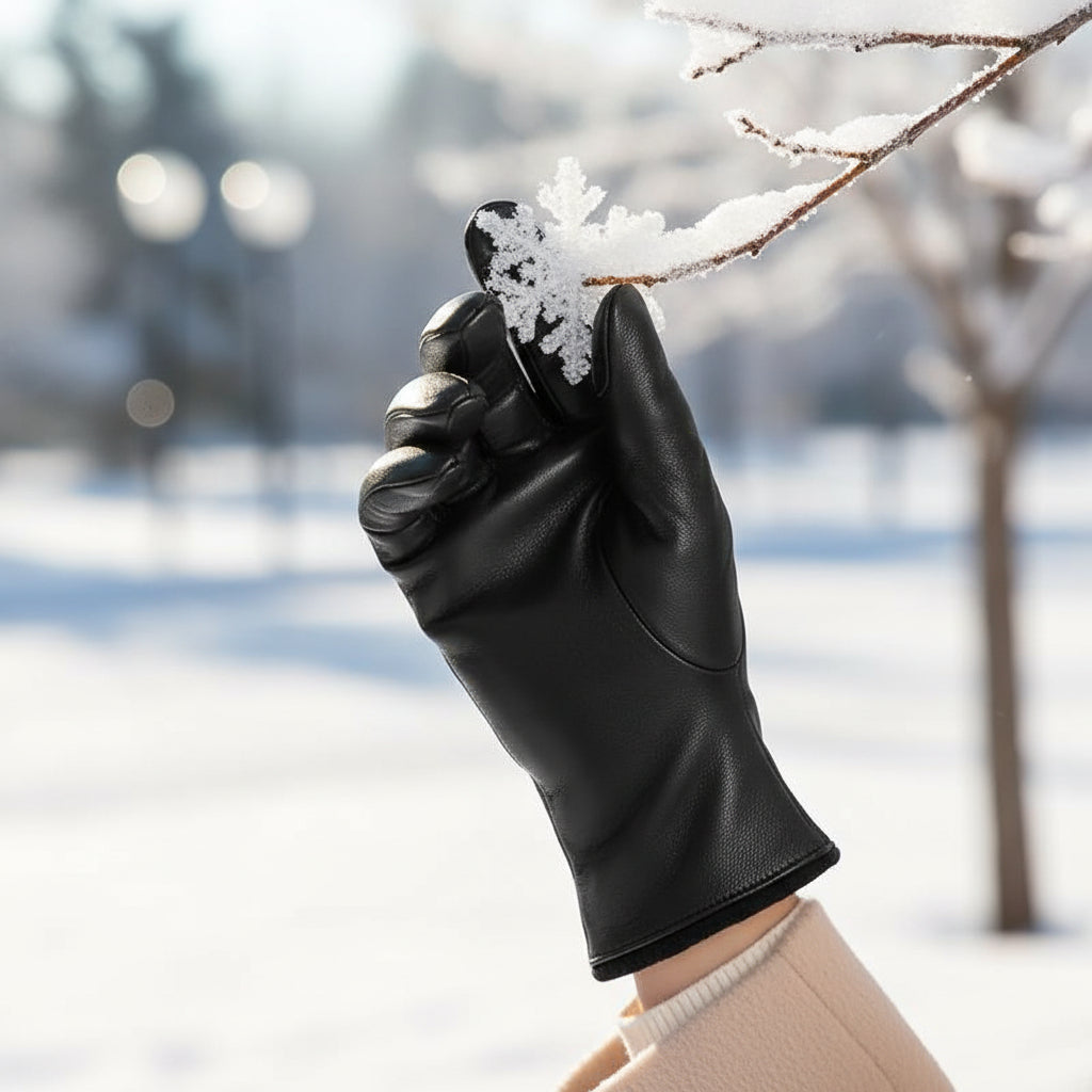 Women’s Genuine Leather Sheepskin Gloves with Touchscreen Fingertips-Vyana Collective