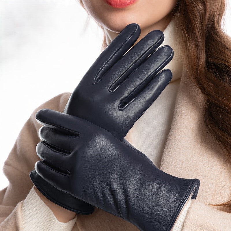 Women’s Genuine Leather Sheepskin Gloves with Touchscreen Fingertips-Vyana Collective