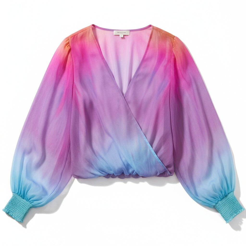 Women's Gradient V-Neck Blouse-Vyana Collective