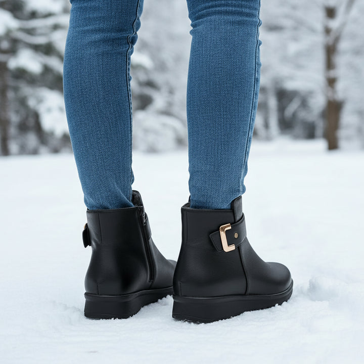 Women’s Leather Winter Boots with Supportive Insole-Vyana Collective