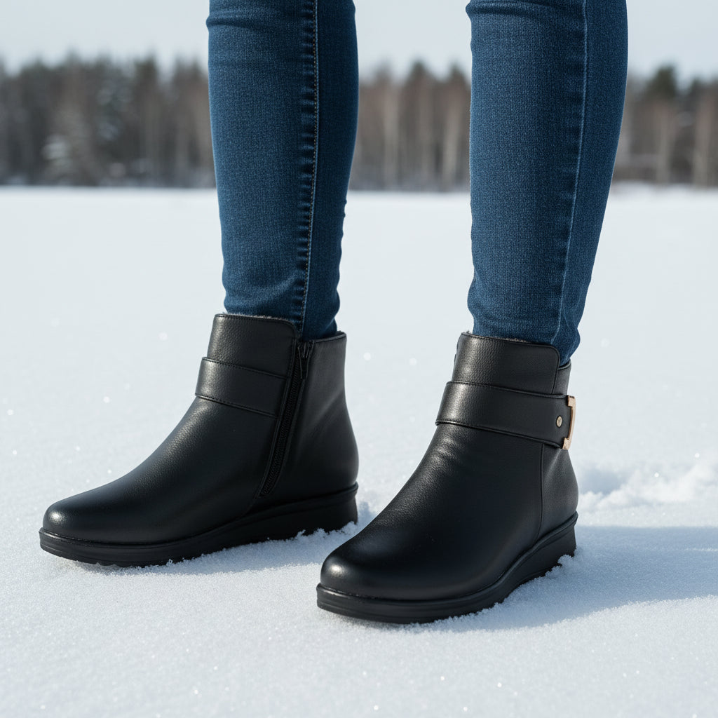 Women’s Leather Winter Boots with Supportive Insole-Vyana Collective