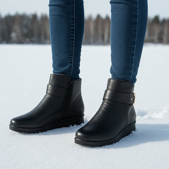 Women’s Leather Winter Boots with Supportive Insole-Vyana Collective