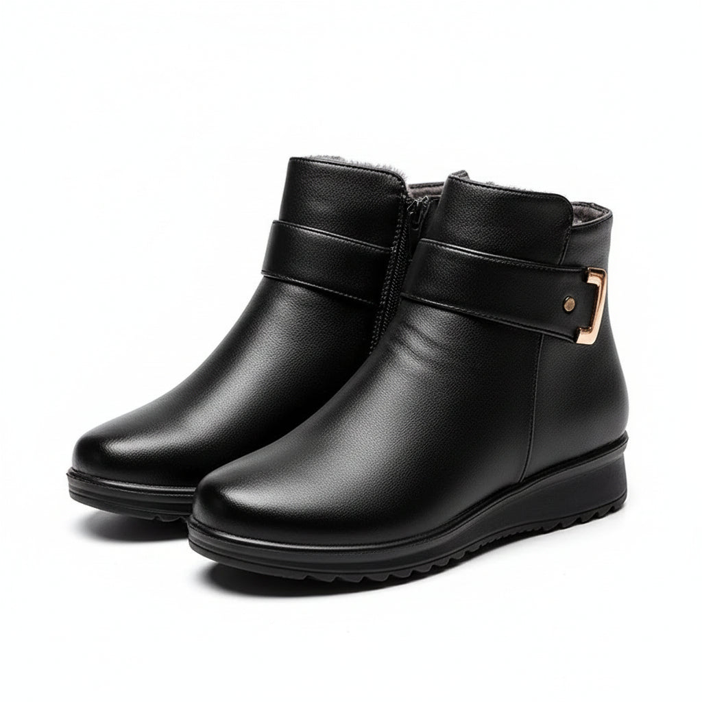 Women’s Leather Winter Boots with Supportive Insole-Vyana Collective
