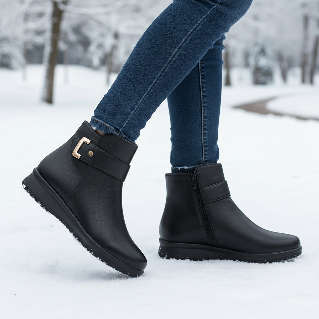 Women’s Leather Winter Boots with Supportive Insole-Vyana Collective