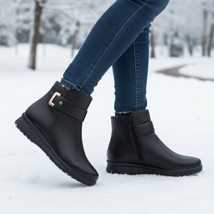 Women’s Leather Winter Boots with Supportive Insole-Vyana Collective