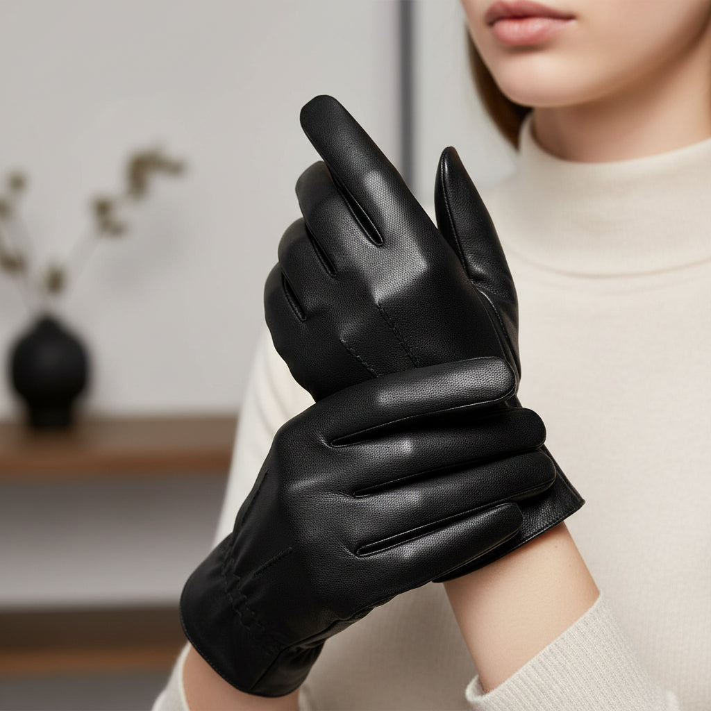 Women’s Leather Winter Gloves-Vyana Collective