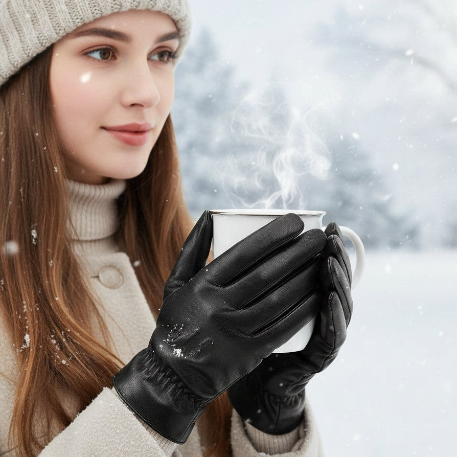 Women’s Leather Winter Gloves-Vyana Collective