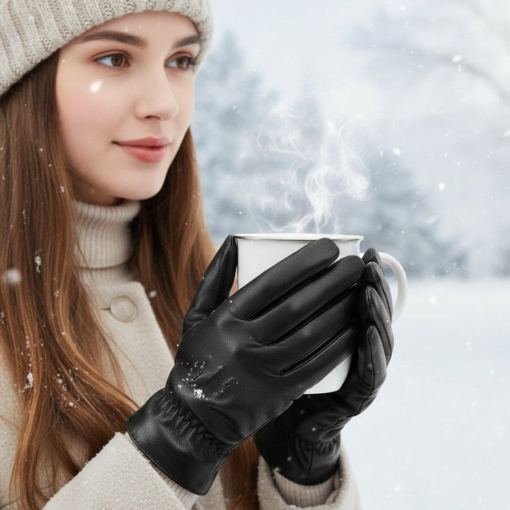 Women’s Leather Winter Gloves-Vyana Collective