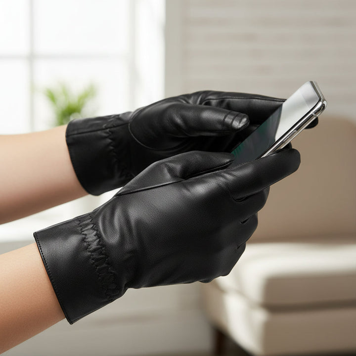 Women’s Leather Winter Gloves-Vyana Collective