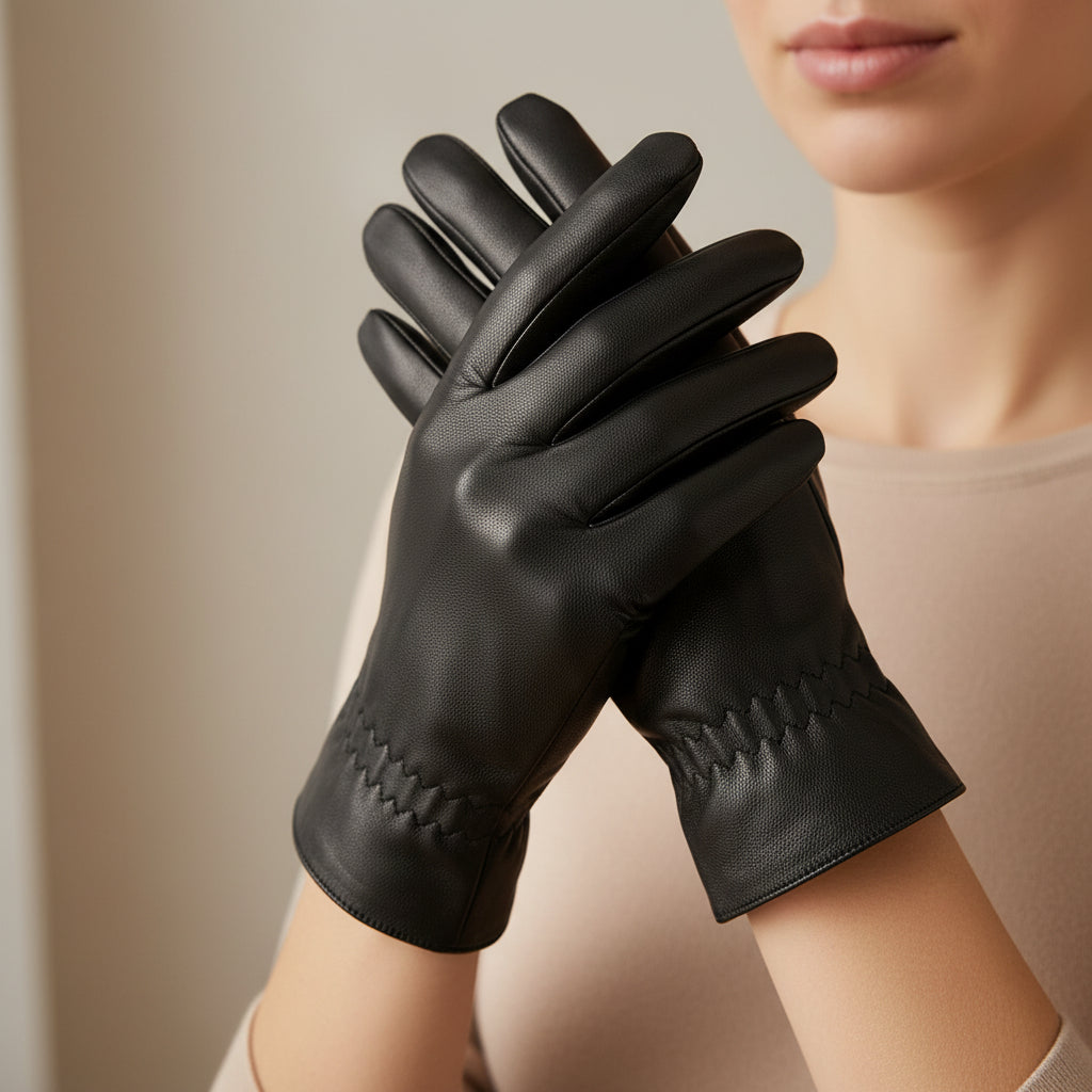 Women’s Leather Winter Gloves-Vyana Collective