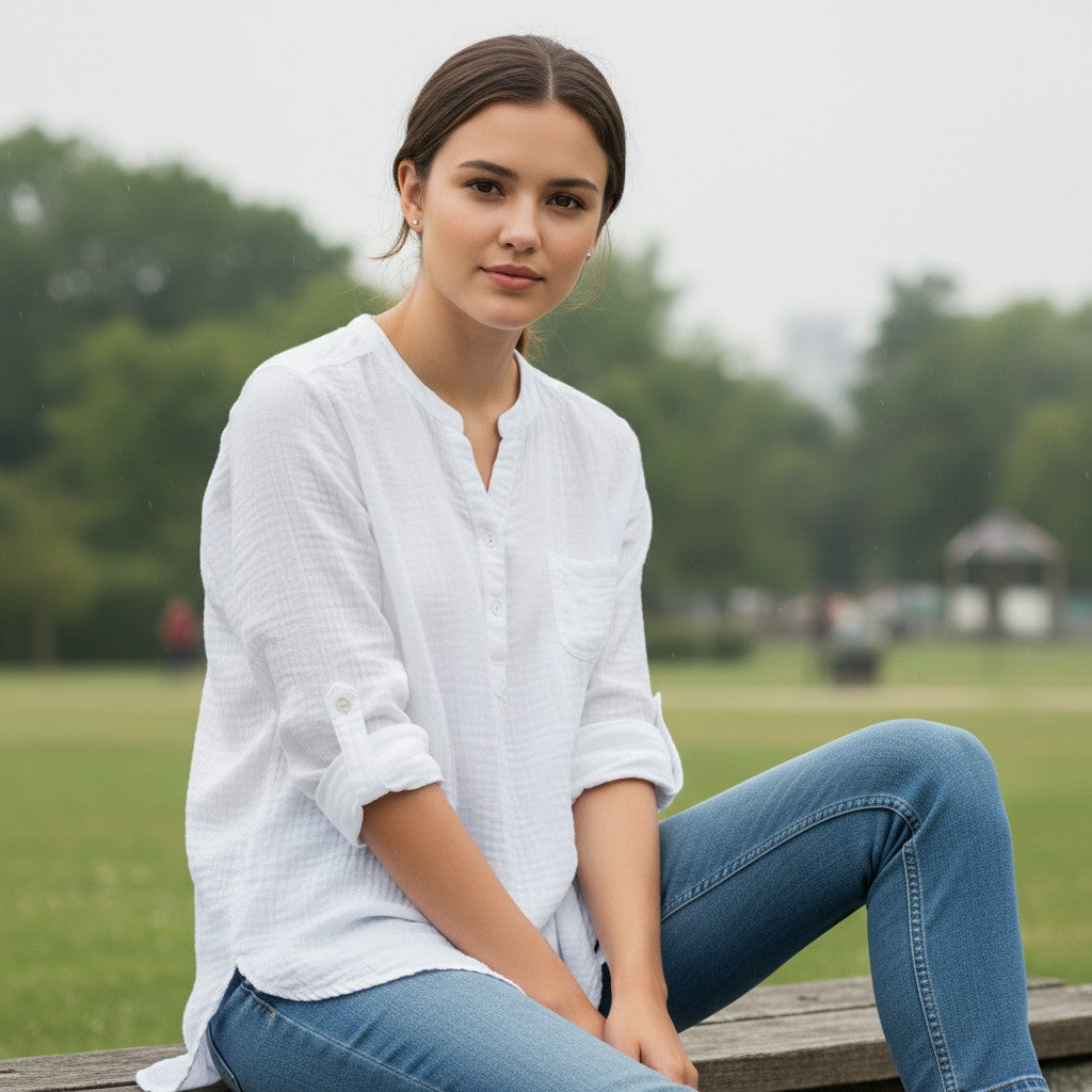 Women’s Lightweight Cotton Shirt-Vyana Collective