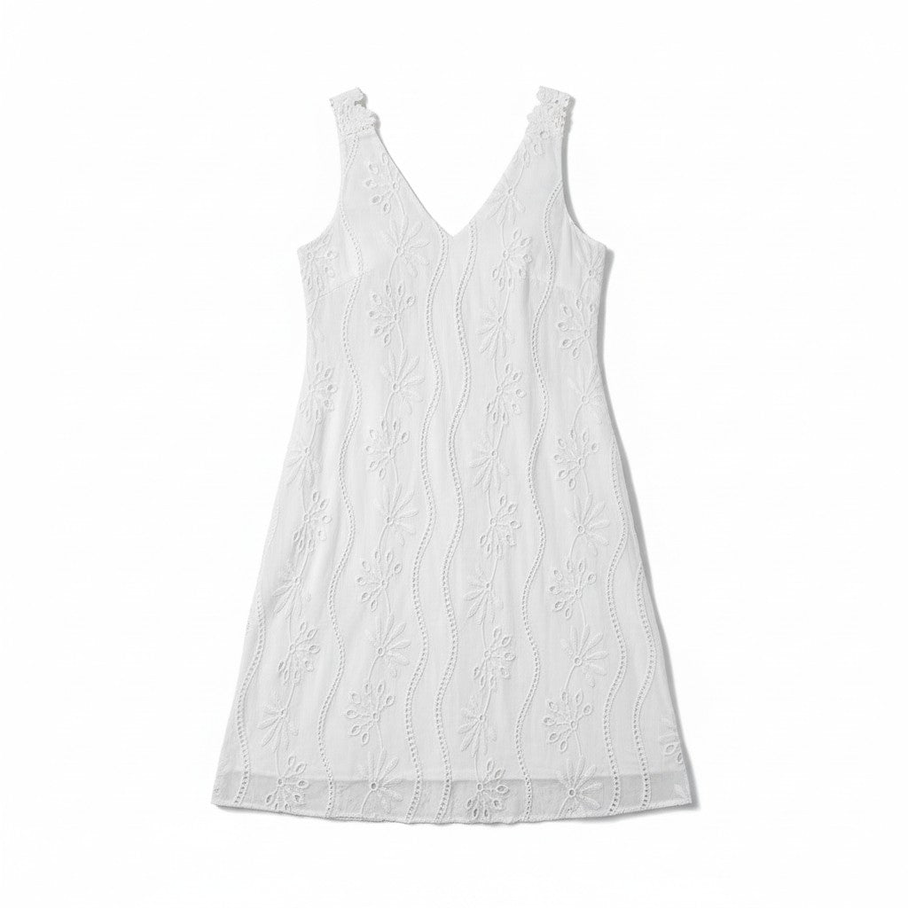 Women's Lightweight Sleeveless V-Neck Lace Dress-Vyana Collective