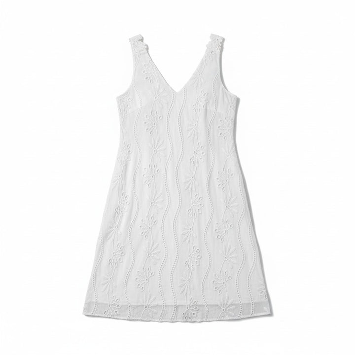 Women's Lightweight Sleeveless V-Neck Lace Dress-Vyana Collective