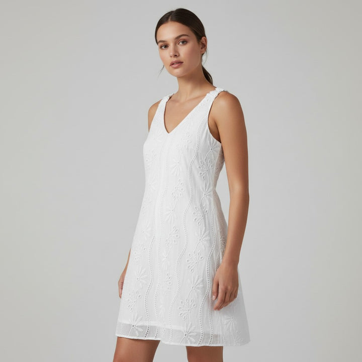 Women's Lightweight Sleeveless V-Neck Lace Dress-Vyana Collective