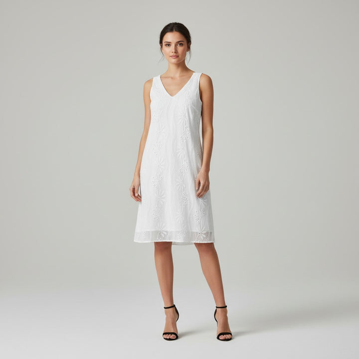 Women's Lightweight Sleeveless V-Neck Lace Dress-Vyana Collective