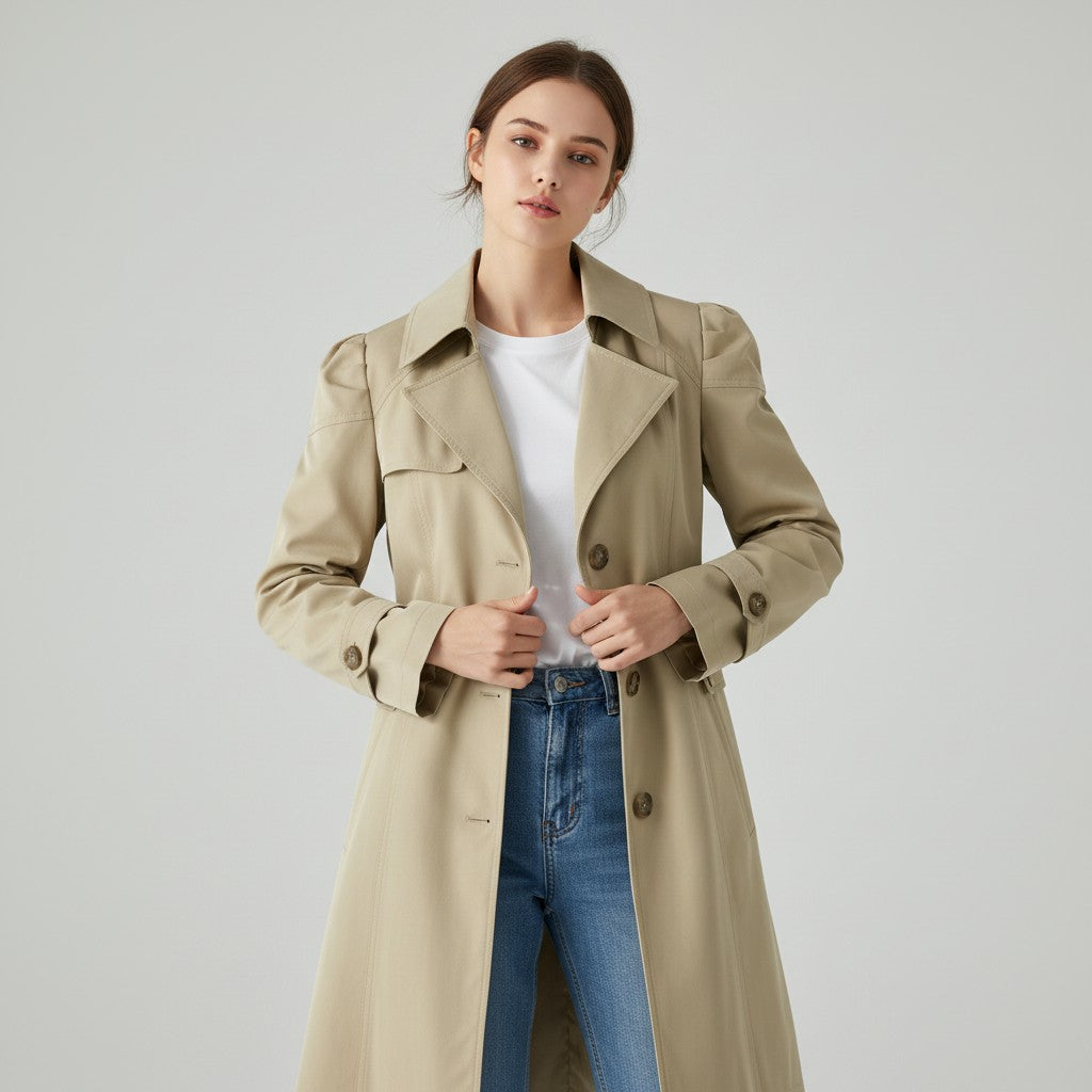 Women’s Lightweight Water-Repellent Trench Coat-Vyana Collective