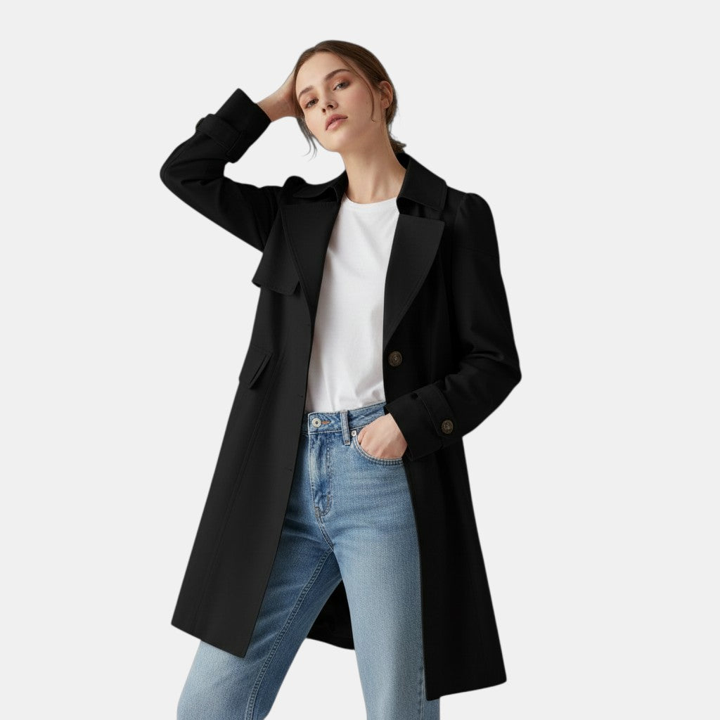 Women’s Lightweight Water-Repellent Trench Coat-Vyana Collective