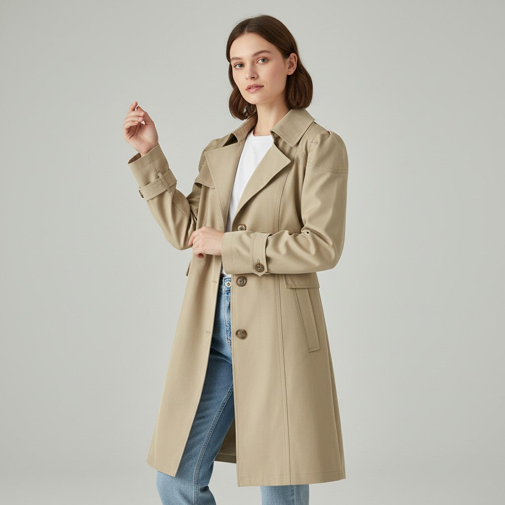 Women’s Lightweight Water-Repellent Trench Coat-Vyana Collective