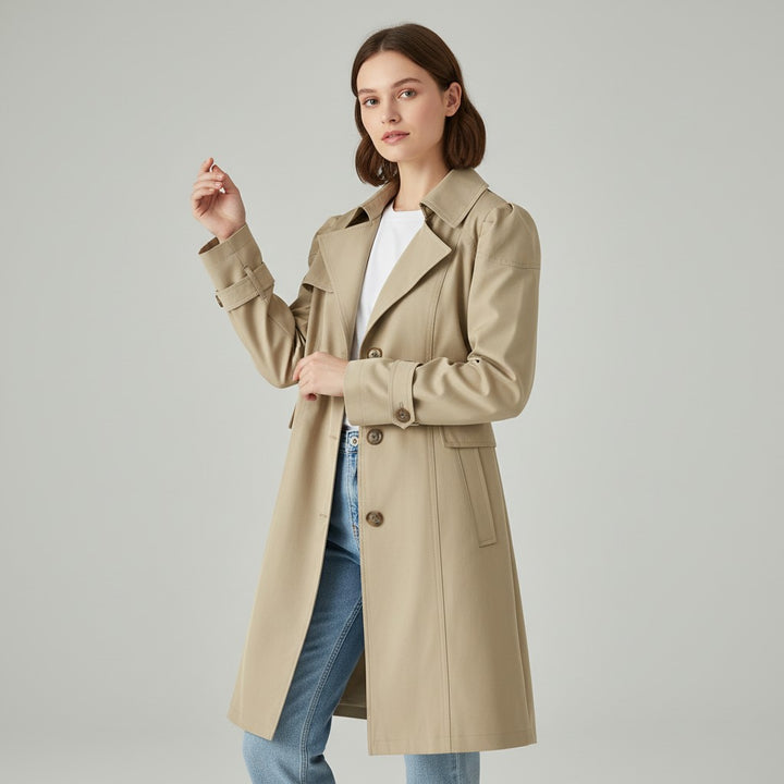 Women’s Lightweight Water-Repellent Trench Coat-Vyana Collective