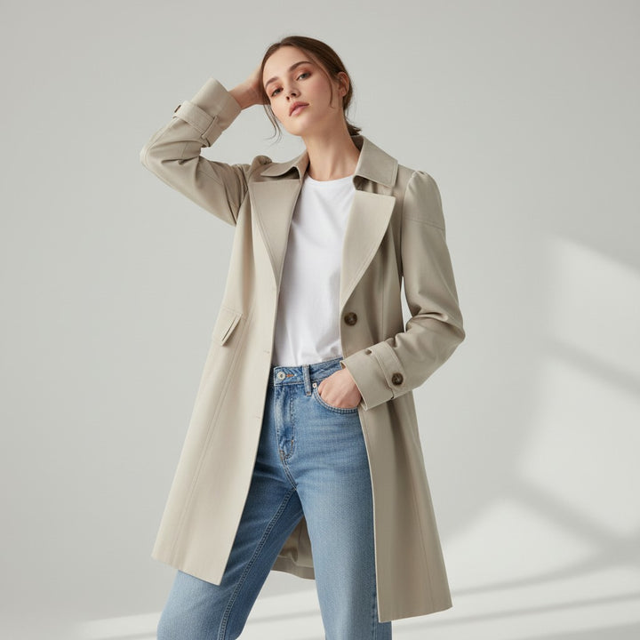 Women’s Lightweight Water-Repellent Trench Coat-Vyana Collective