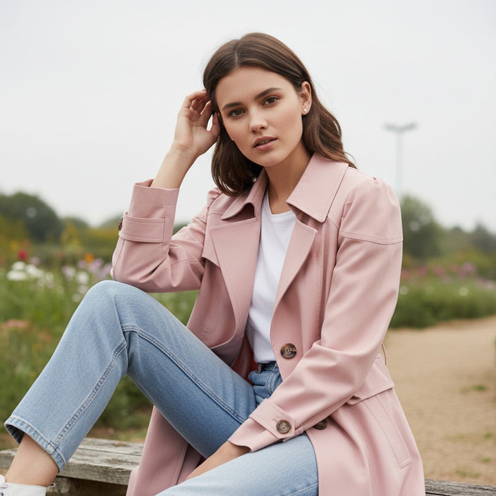 Women’s Lightweight Water-Repellent Trench Coat-Vyana Collective