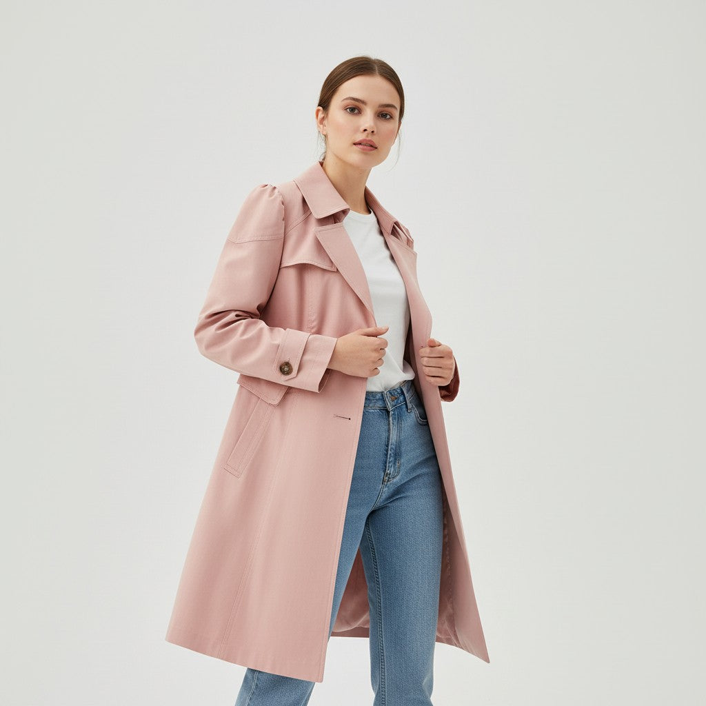 Women’s Lightweight Water-Repellent Trench Coat-Vyana Collective