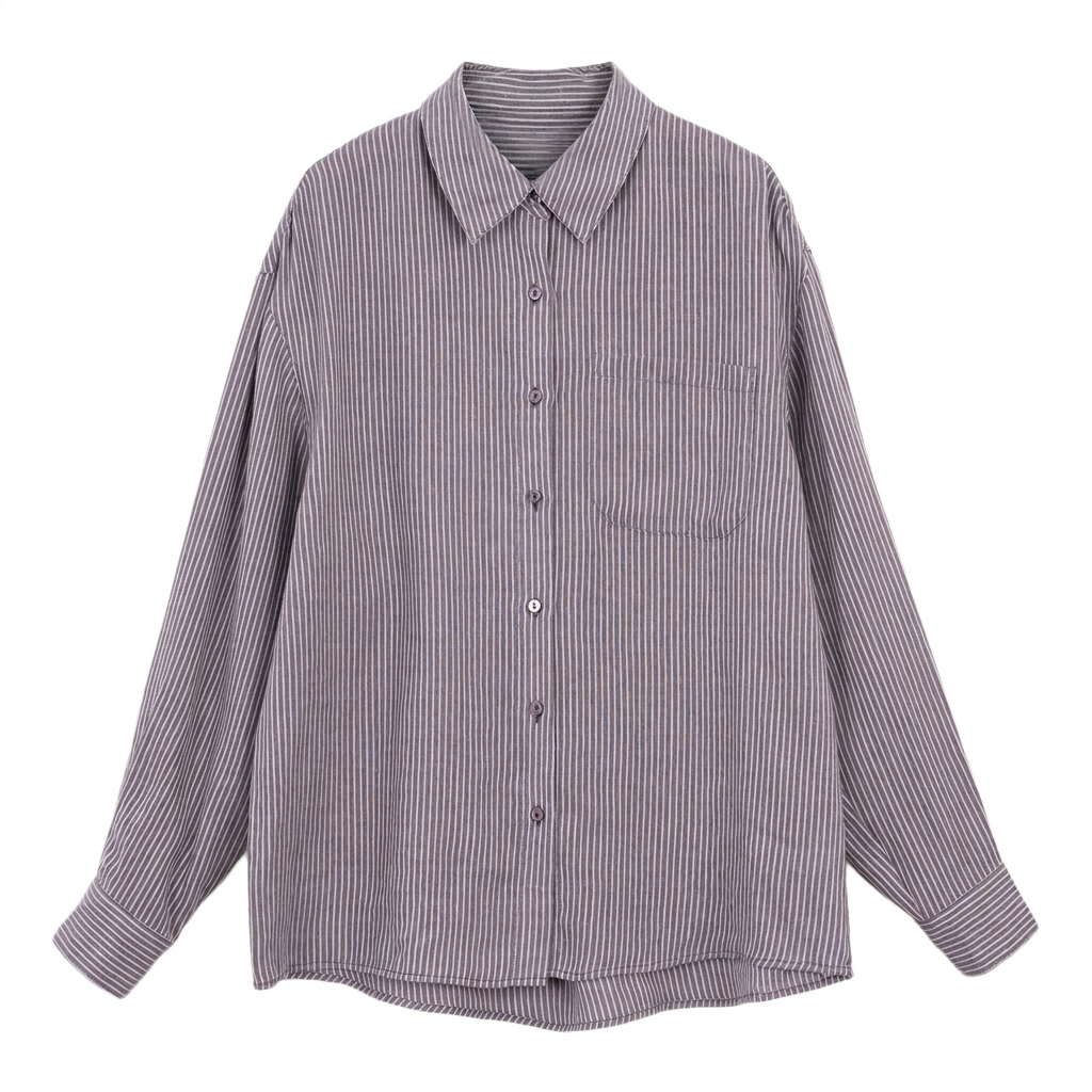 Women’s Linen-Blend Striped Relaxed Button-Down Shirt-Vyana Collective
