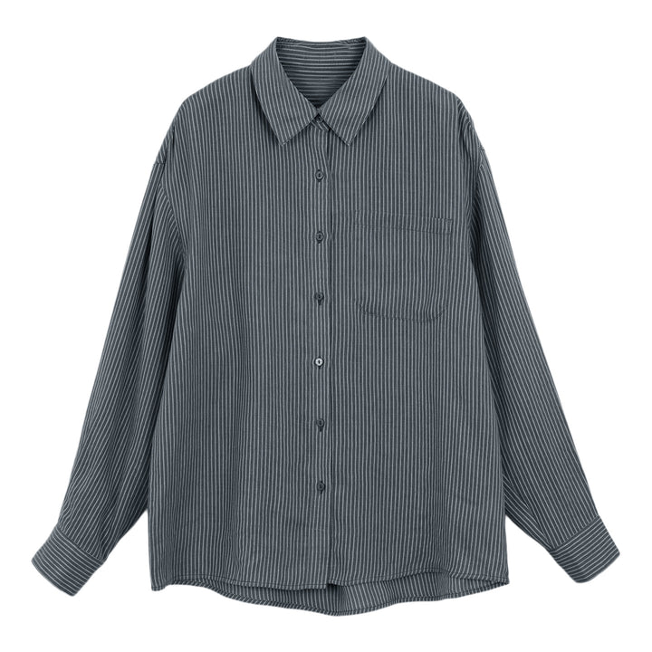 Women’s Linen-Blend Striped Relaxed Button-Down Shirt-Vyana Collective