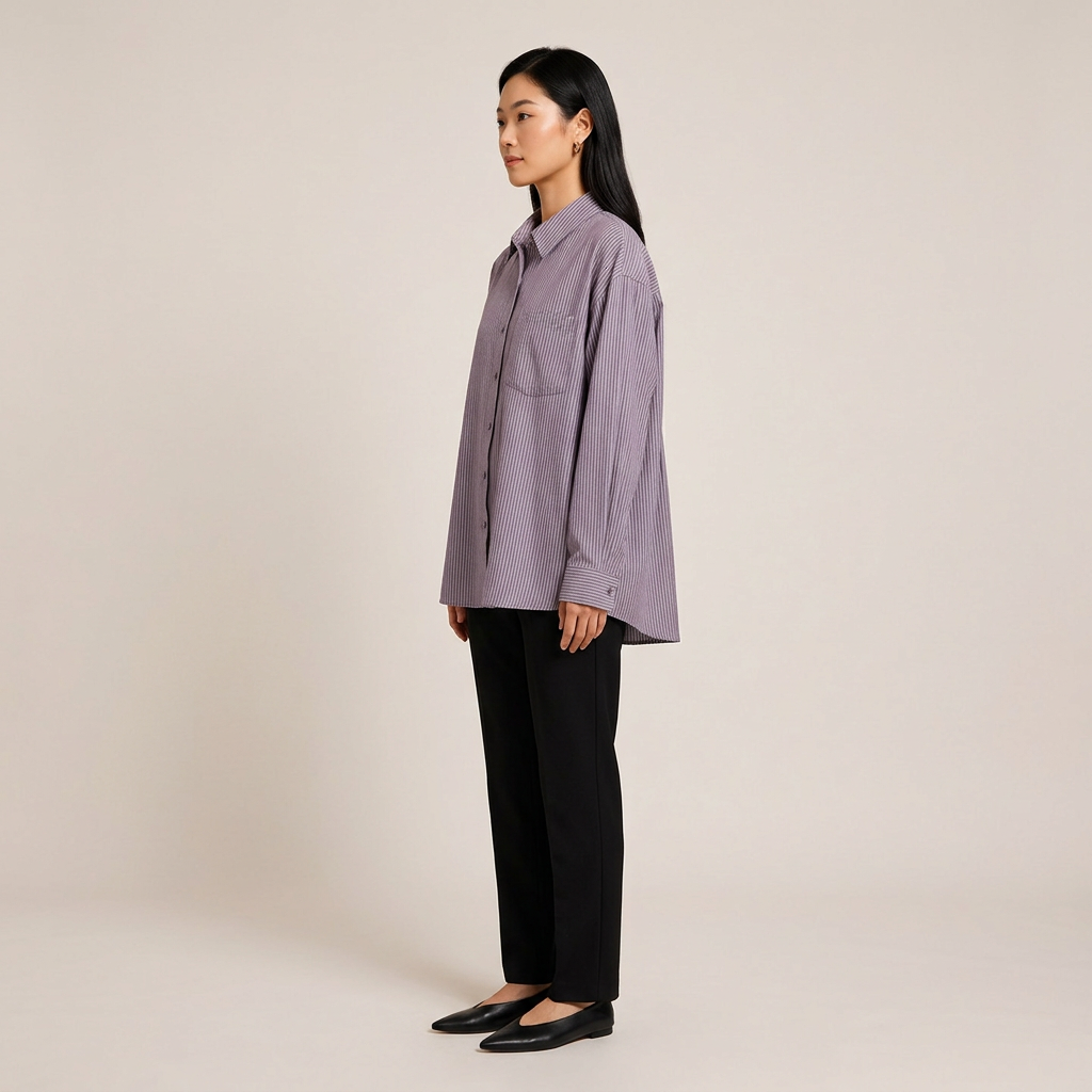 Women’s Linen-Blend Striped Relaxed Button-Down Shirt-Vyana Collective