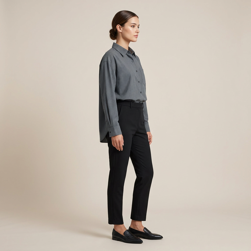Women’s Linen-Blend Striped Relaxed Button-Down Shirt-Vyana Collective