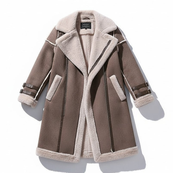 Women's Long Korean Style Lamb Wool Coat for Winter-Vyana Collective