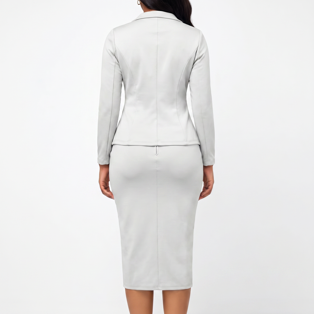 Women’s Long Sleeve Blazer Top and Pencil Skirt Two Piece Set-Vyana Collective