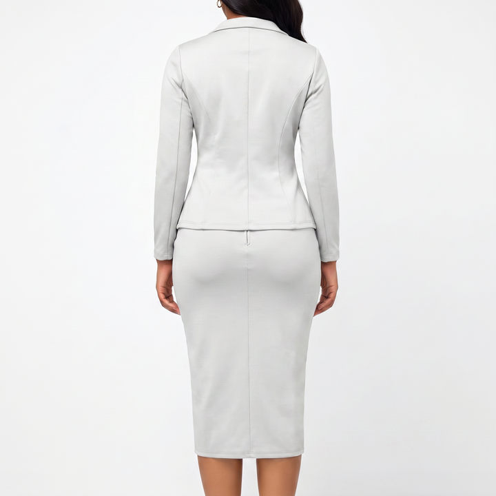 Women’s Long Sleeve Blazer Top and Pencil Skirt Two Piece Set-Vyana Collective
