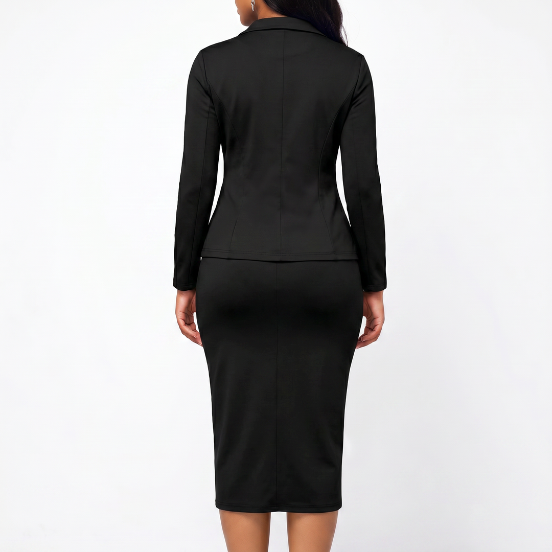 Women’s Long Sleeve Blazer Top and Pencil Skirt Two Piece Set-Vyana Collective