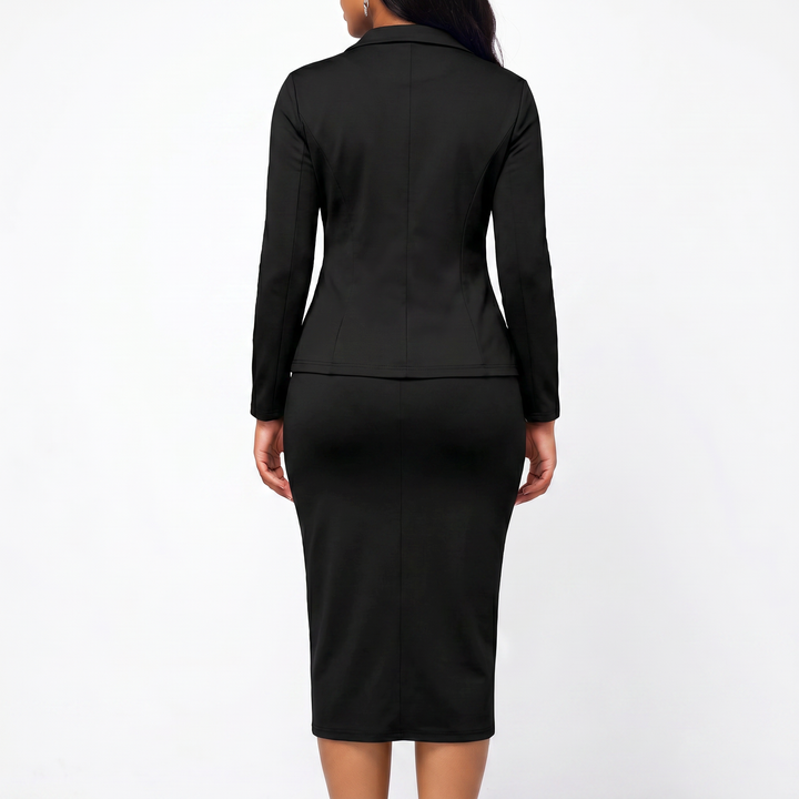 Women’s Long Sleeve Blazer Top and Pencil Skirt Two Piece Set-Vyana Collective