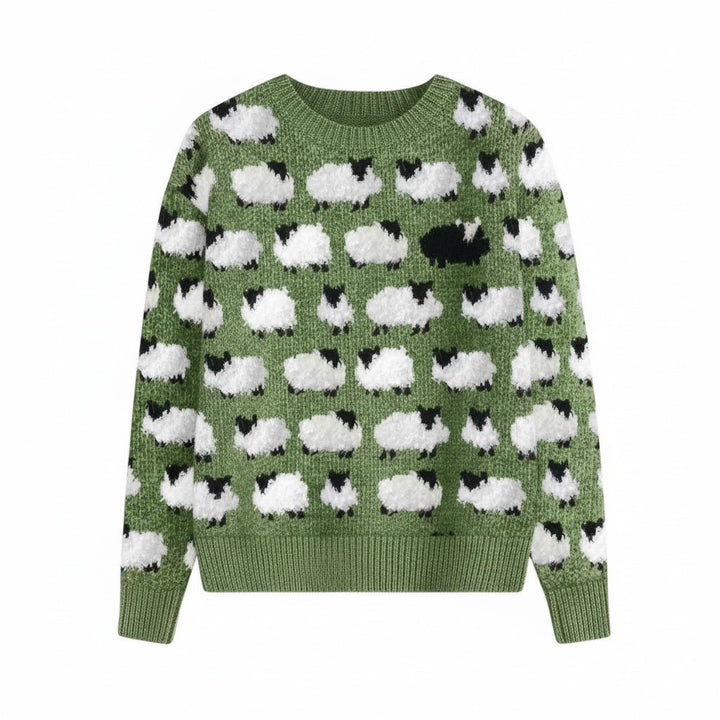 Women’s Long Sleeve Sheep Print Sweatshirt-Vyana Collective
