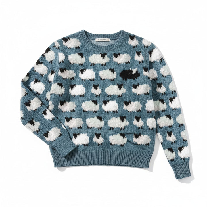 Women’s Long Sleeve Sheep Print Sweatshirt-Vyana Collective