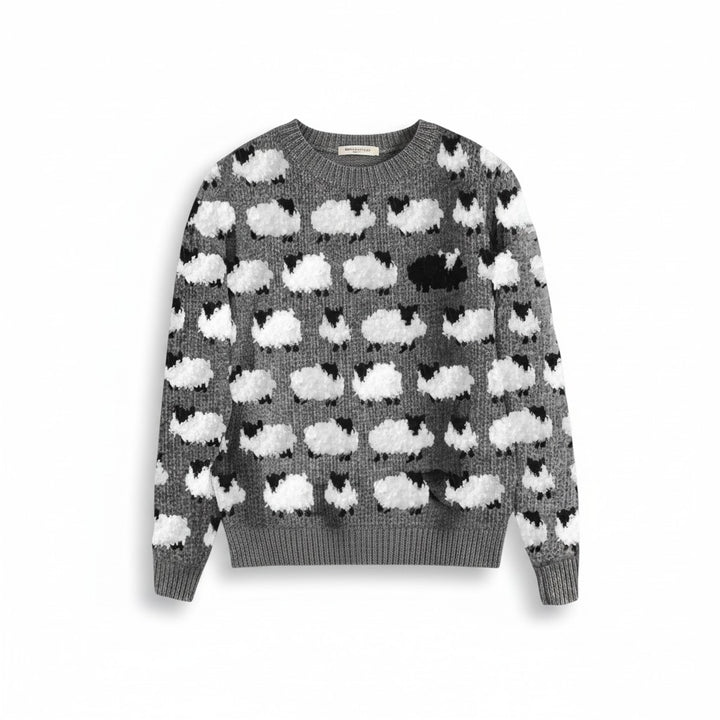 Women’s Long Sleeve Sheep Print Sweatshirt-Vyana Collective