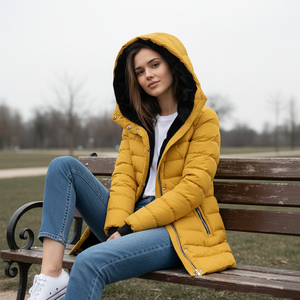 Women’s Long Winter Coat with Fleece Lining-Vyana Collective