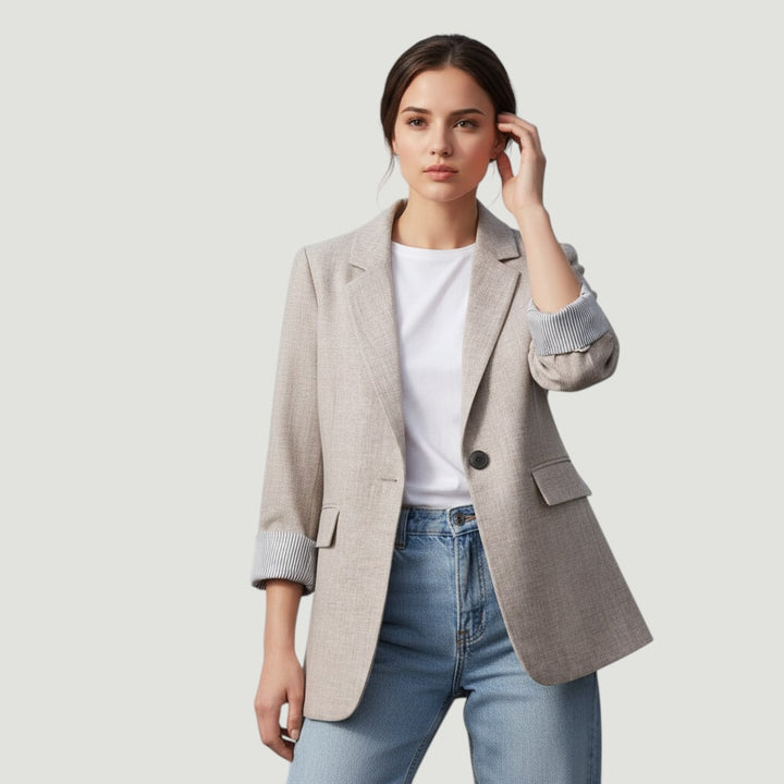 Women's Loose Casual One-Button Blazer Jacket-Vyana Collective