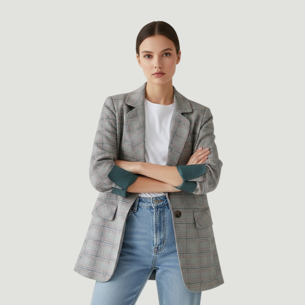 Women's Loose Casual One-Button Blazer Jacket-Vyana Collective