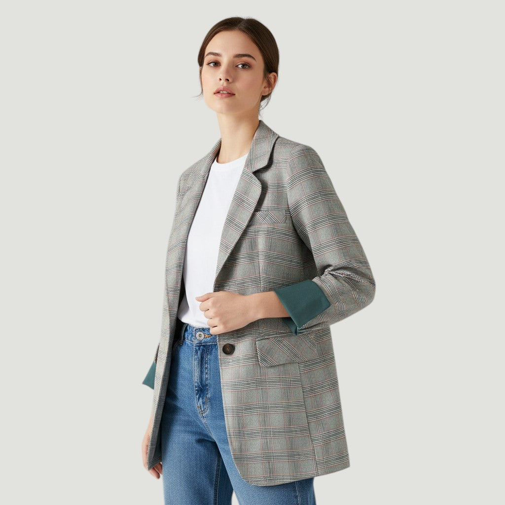 Women's Loose Casual One-Button Blazer Jacket-Vyana Collective