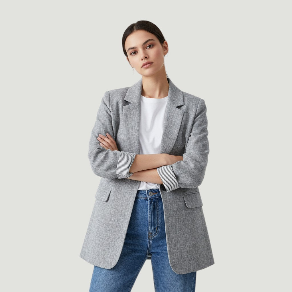 Women's Loose Casual One-Button Blazer Jacket-Vyana Collective