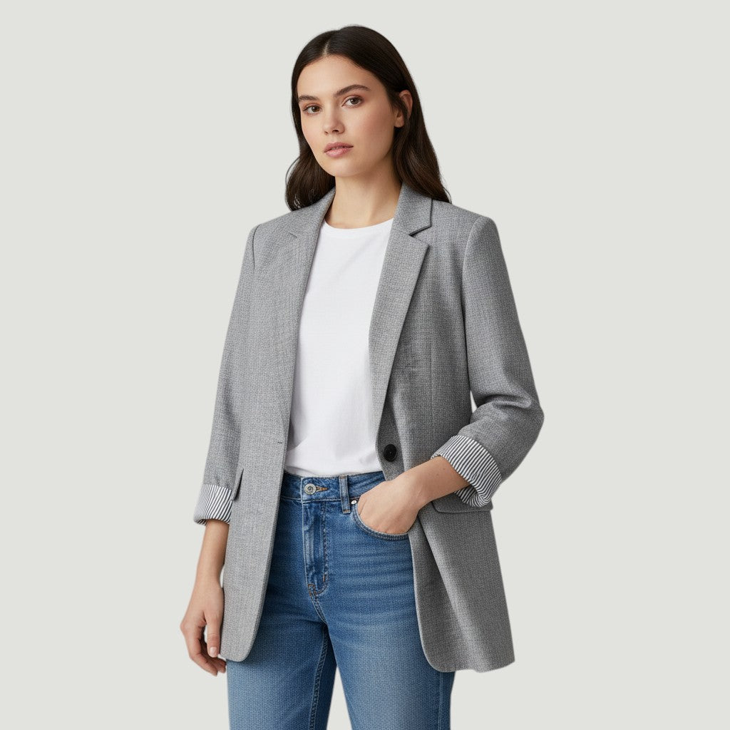 Women's Loose Casual One-Button Blazer Jacket-Vyana Collective